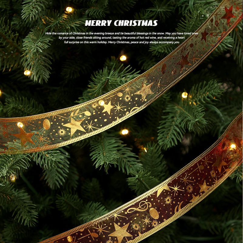 Close-up of soft fabric ribbon texture for holiday decorating