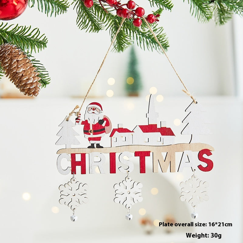 Snowflake design wooden Christmas tree ornament for festive display