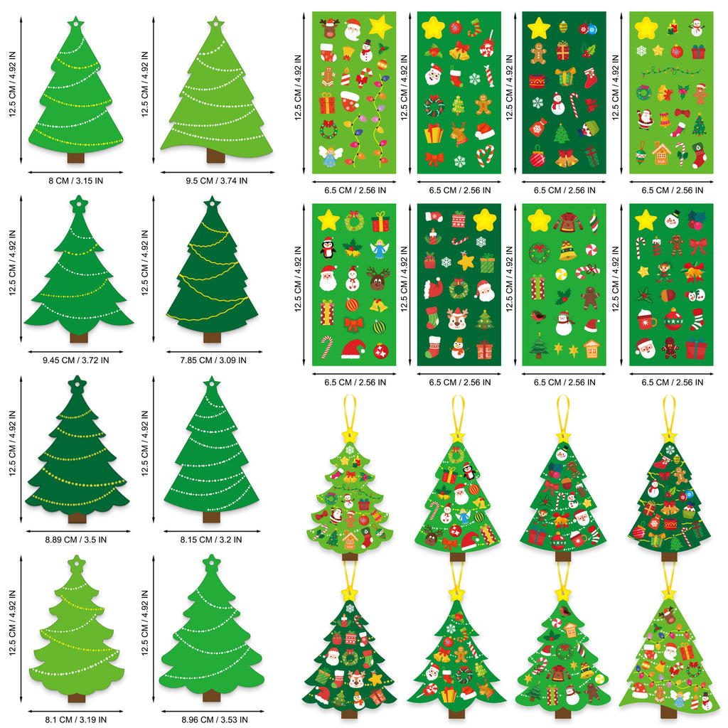 Stack of holiday cards featuring whimsical tree design