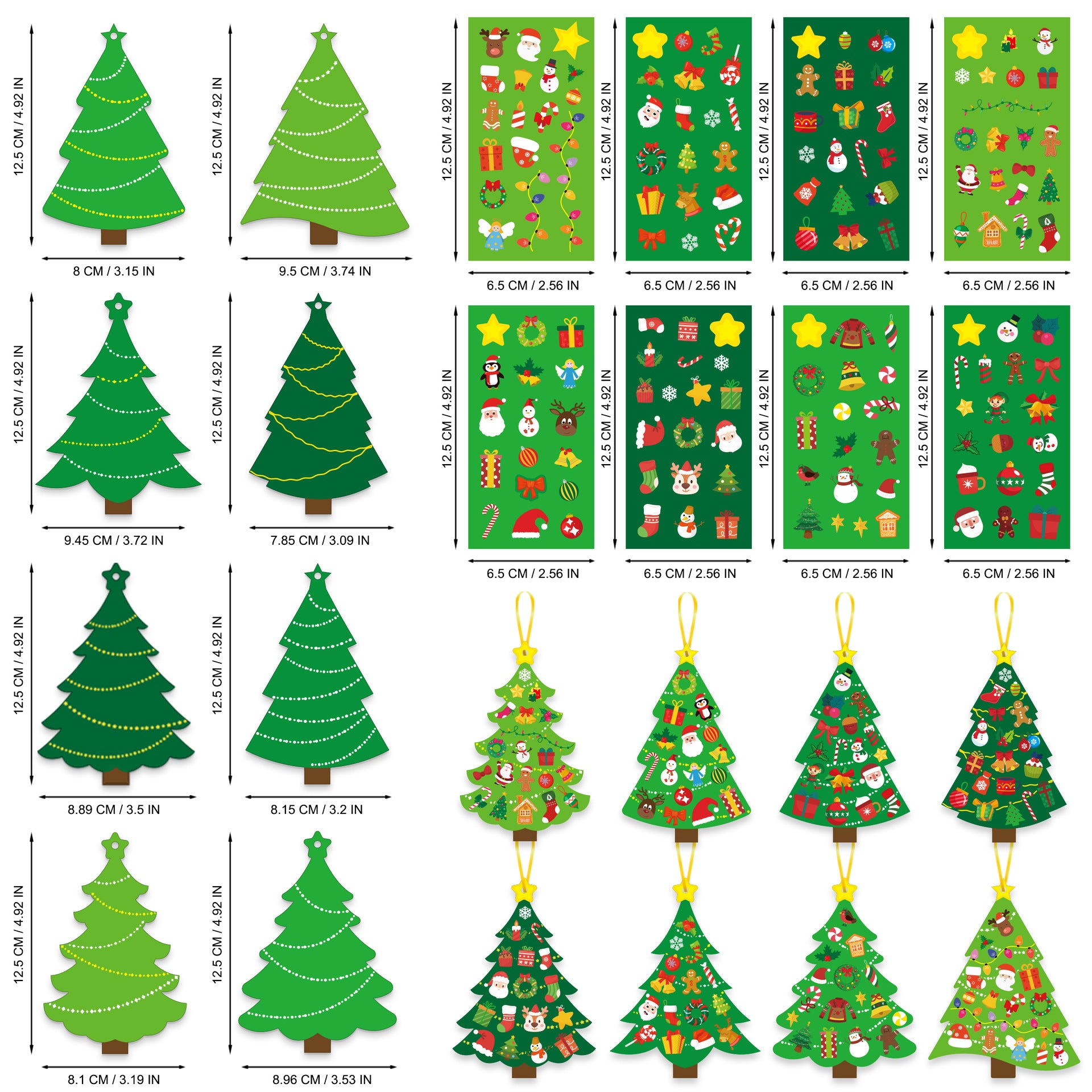Stack of holiday cards featuring whimsical tree design