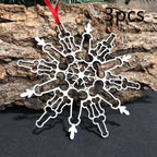 Snowflake pendant displayed against festive holiday background