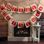 Merry Christmas burlap banner flag set with rustic farmhouse style for holiday home