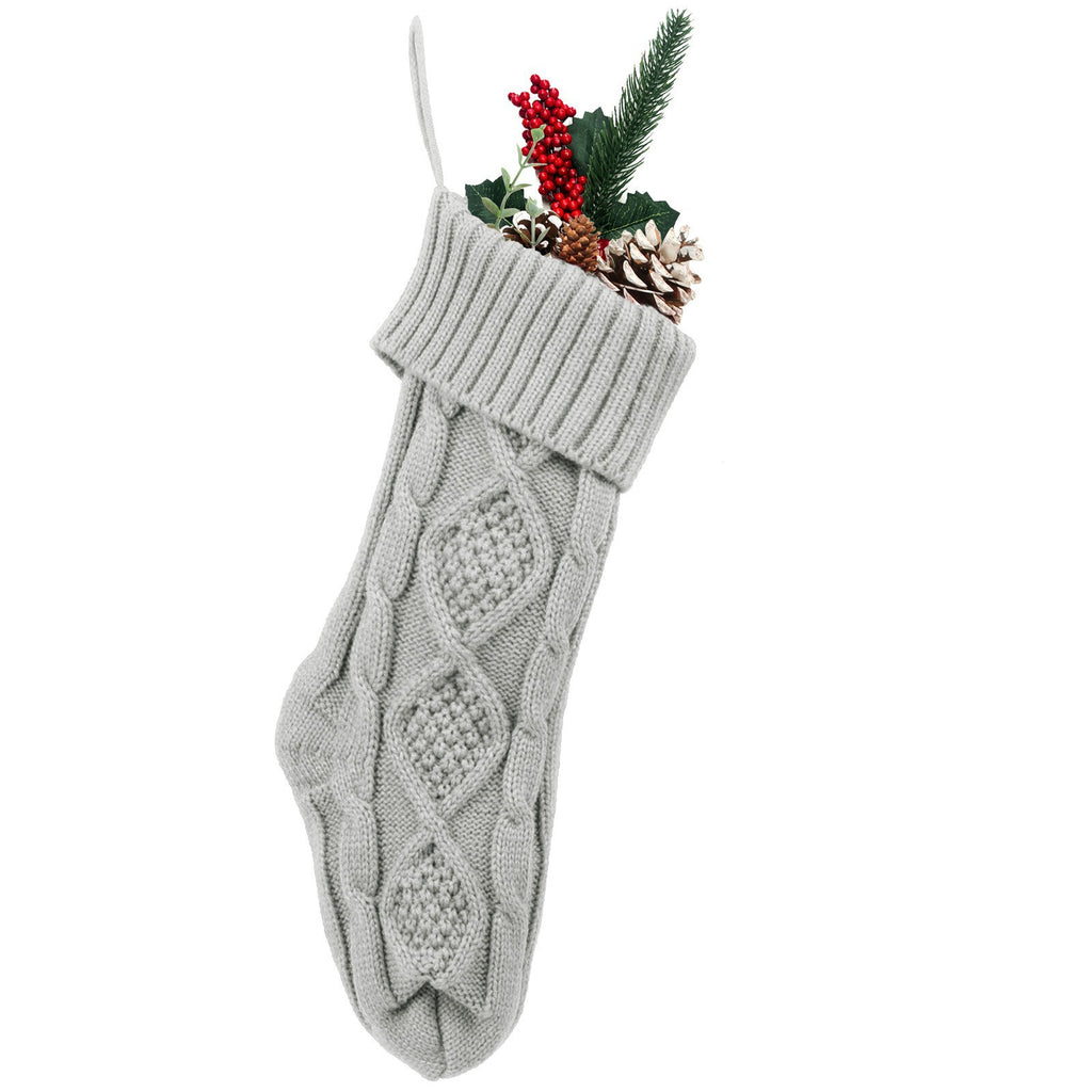 White Christmas stocking gift bag with soft acrylic texture for holiday gifting