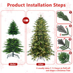 Realistic green Christmas tree with PE/PVC foliage and lights