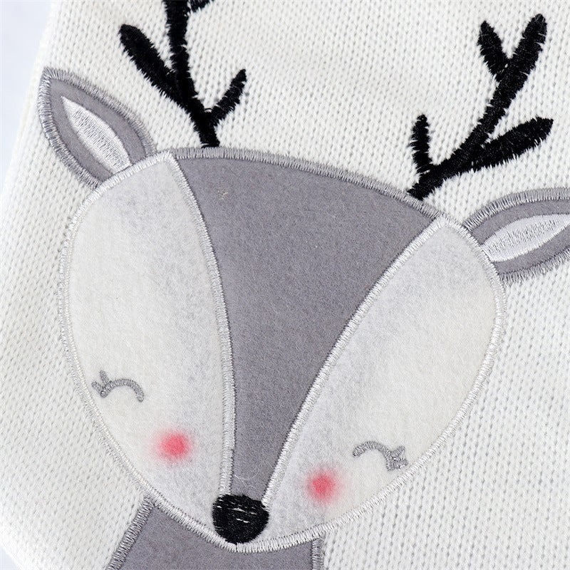 Set of three fox Christmas stockings in white red and gold
