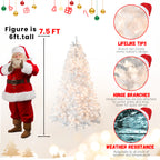 White evergreen branches of Christmas tree with soft lighting
