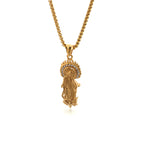 Virgin Mary pendant showcasing electroplated finish and craftsmanship