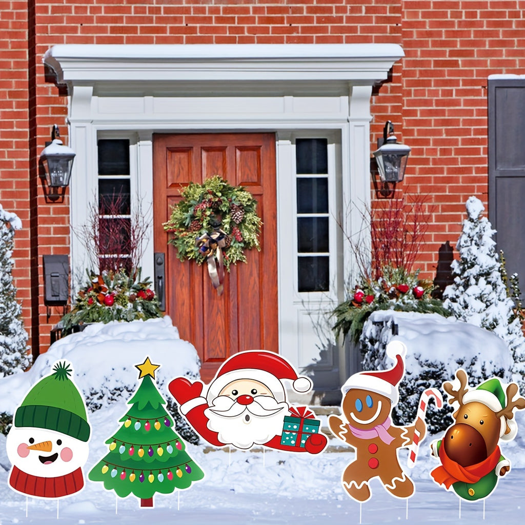 Reindeer lawn placard for outdoor winter display