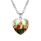 Catholic Virgin Mary portrait glass pendant necklace