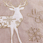 Gold and white linen Christmas tree skirt showcasing traditional holiday elegance