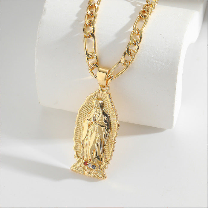 Warm gold copper necklace with Jesus pendant design
