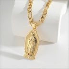Warm gold copper necklace with Jesus pendant design