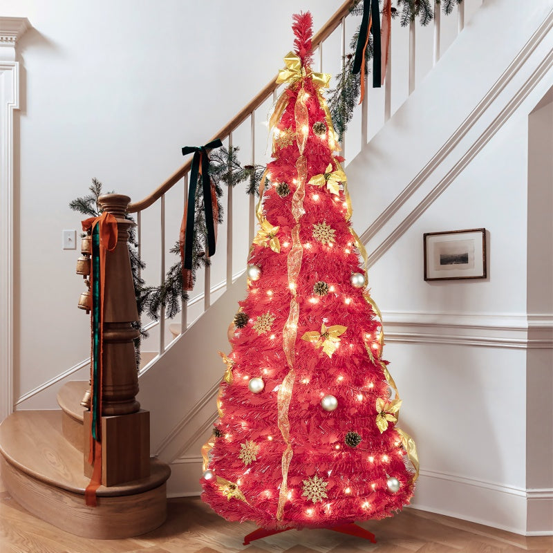 Complete decorated Christmas tree with all festive elements