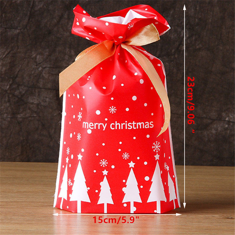Reusable Christmas gift bag with festive red and green colors