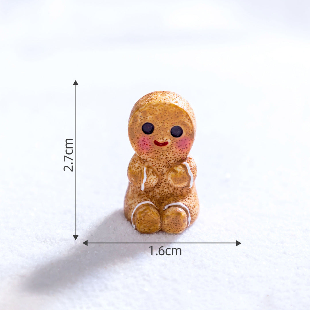 Close-up of a charming cartoon gingerbread man ornament with a friendly smile
