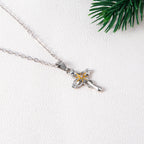 Gold-tone cross flower pendant necklace, adjustable length