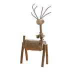 Hand carved wooden deer Christmas ornament for rustic holiday decor