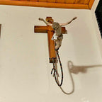 Easter decorative Jesus on cross with gentle bobbing spring mount