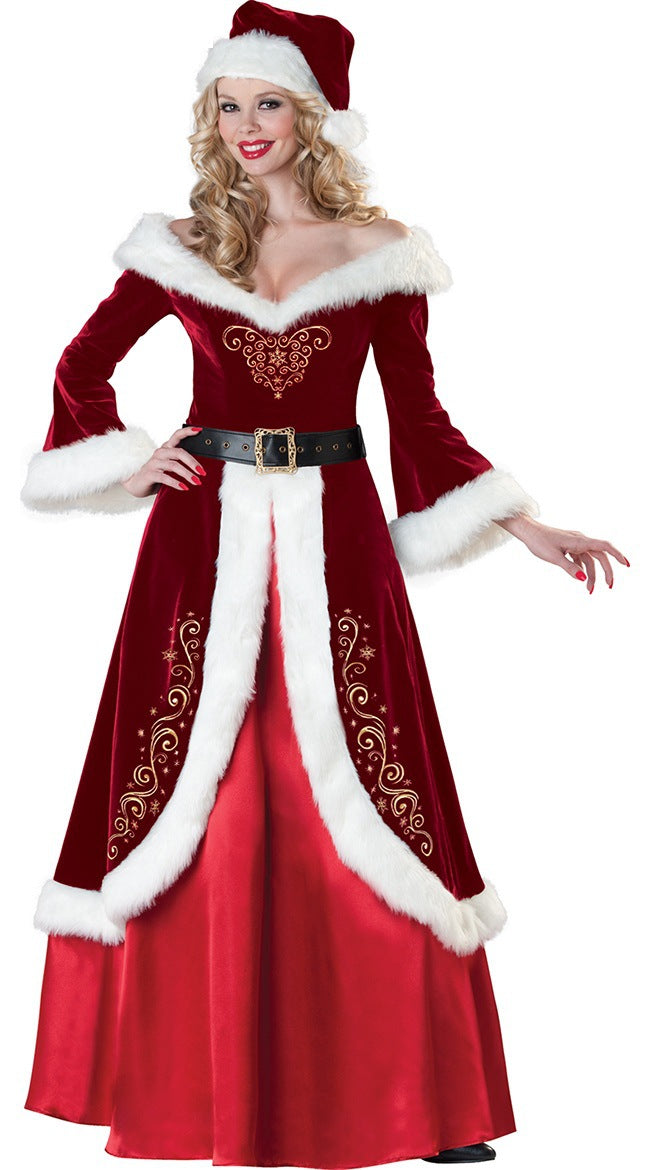 Red and white Christmas princess dress with elegant styling