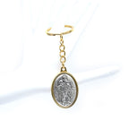 Gold and white Catholic Relic Keychain Ring with devotional design