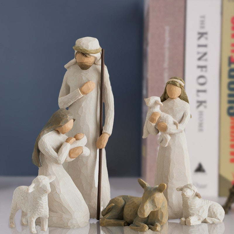 White resin craft ornament representing Christian faith for home decoration