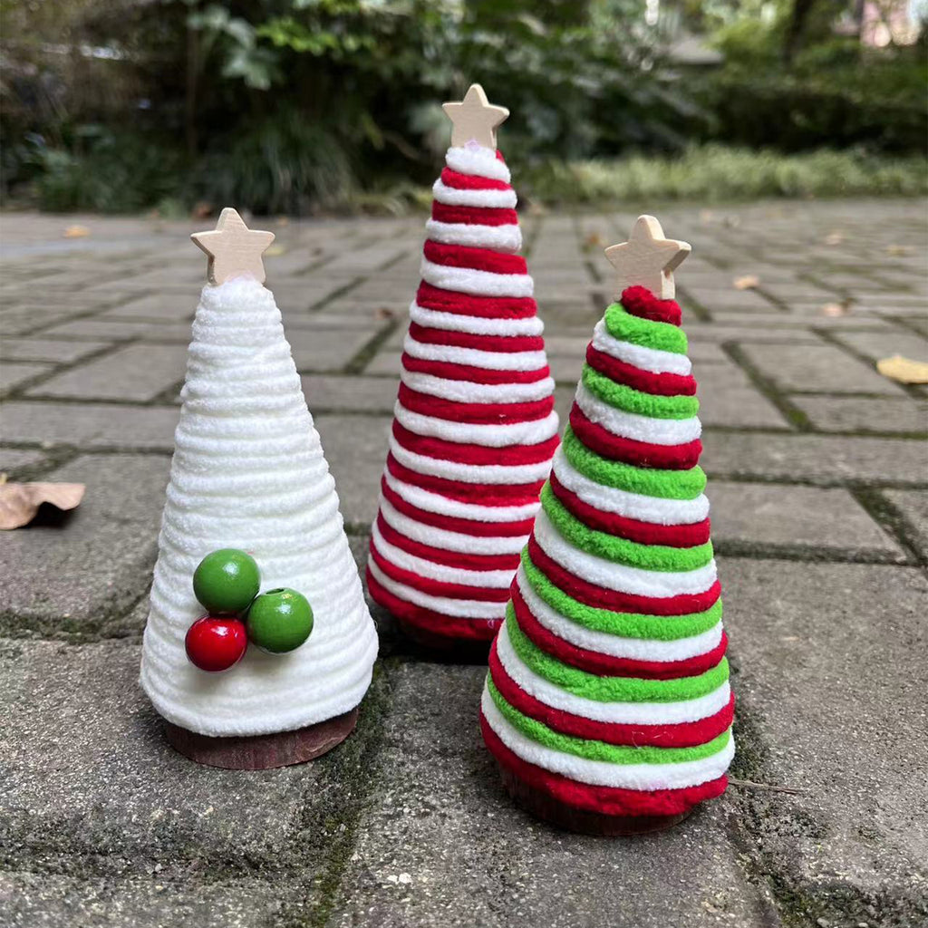 Green cotton thread mini Christmas tree ornament for faith-filled holiday décor
