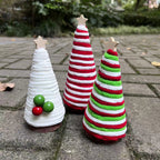 Green cotton thread mini Christmas tree ornament for faith-filled holiday décor