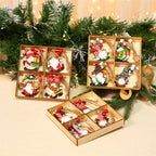 Set of 12 wooden Christmas ornaments with festive colors