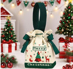 Christmas Eve gift box with fabric exterior and decorative handle
