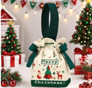Christmas Eve gift box with fabric exterior and decorative handle