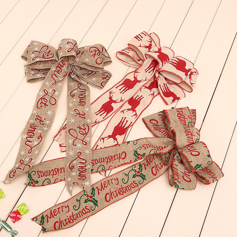 Variety pack of Christmas linen webbing ribbons for holiday decorating