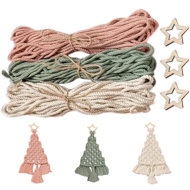 Finished macrame Christmas tree design in cotton rope