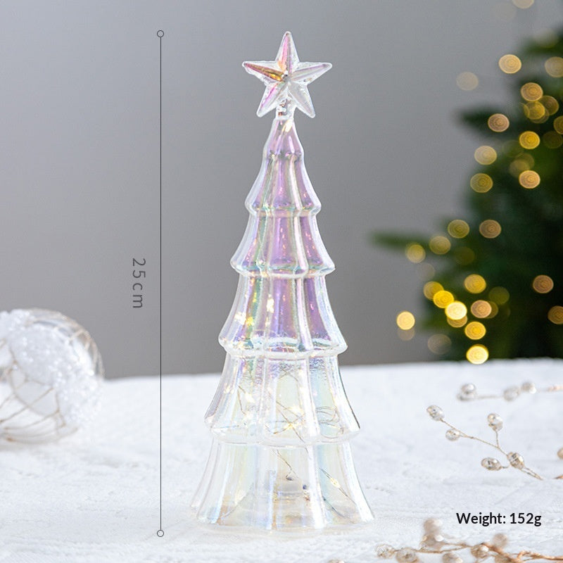 Small green five-pointed star ornament in crystal glass for festive tree trimming