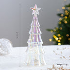 Small green five-pointed star ornament in crystal glass for festive tree trimming