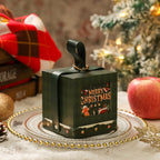 Christmas apple gift box in square dark green design festive packaging