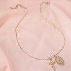 Women religious necklace with crucifix and Virgin Mary design