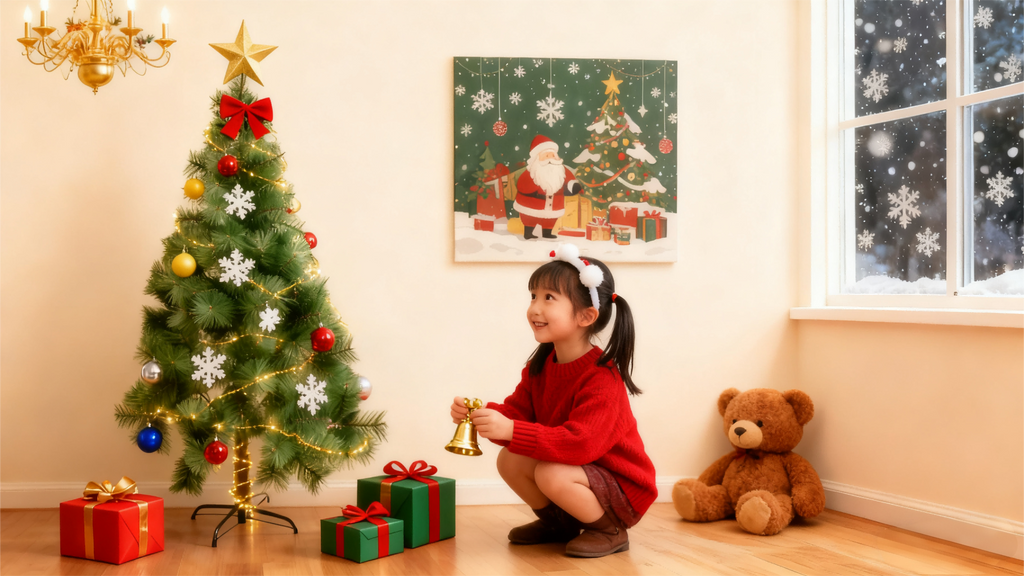 Slim pencil Christmas tree in narrow space showing space-saving design