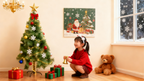 Slim pencil Christmas tree in narrow space showing space-saving design