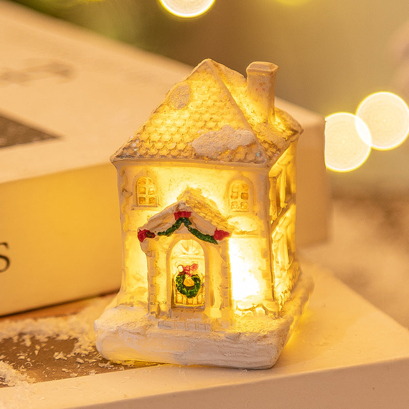 White resin house decoration for Christmas tree setting