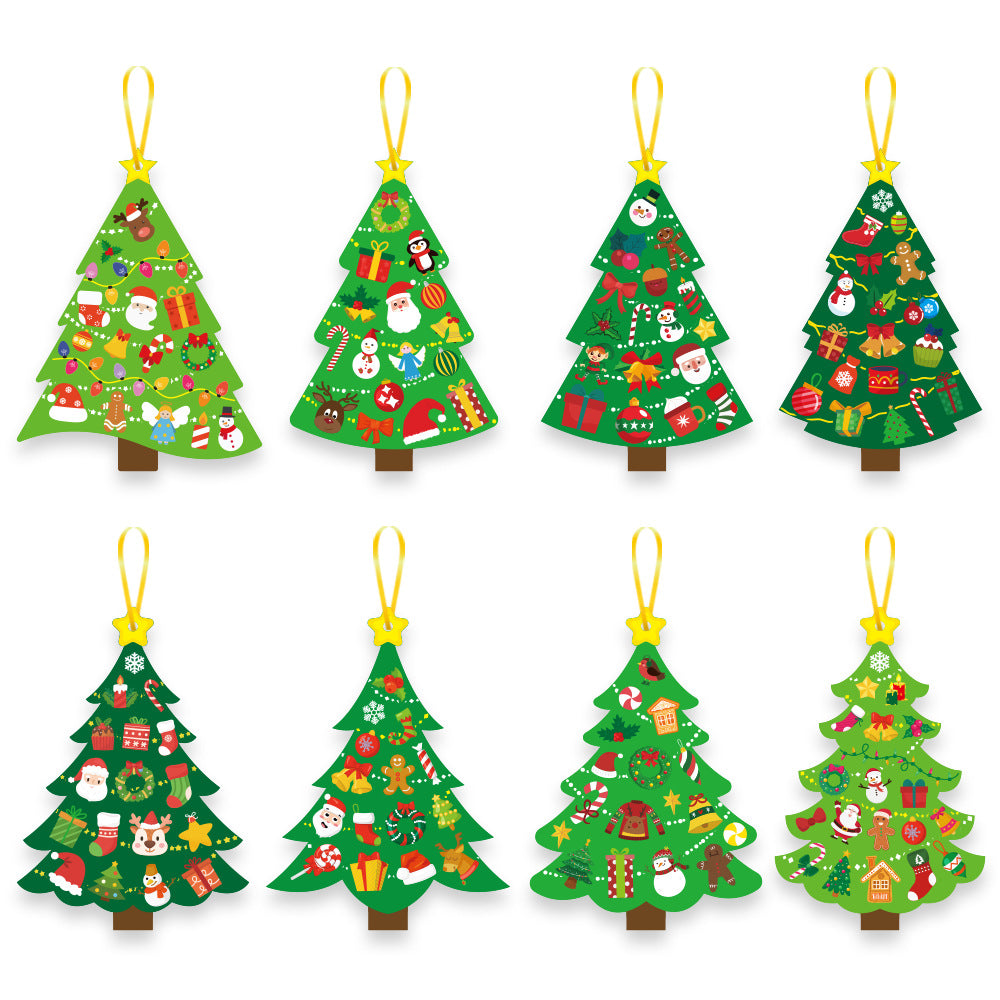 Cartoon Christmas Tree Holiday Cards and Stickers Set Secondary image