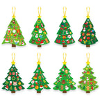 Set of Christmas tree stickers with festive holiday colors