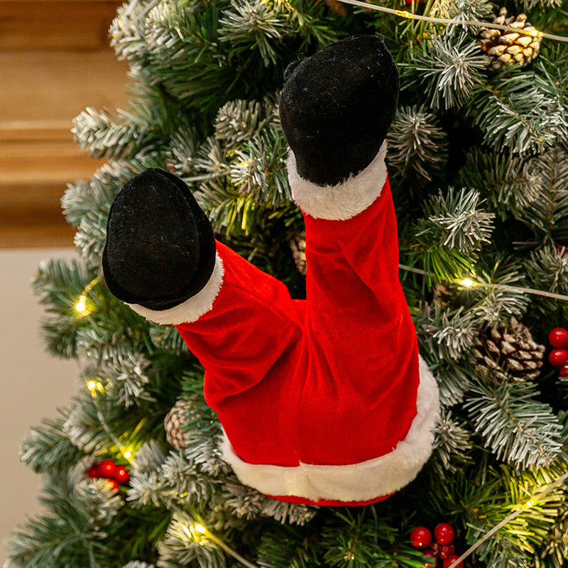 Christmas leg decoration in striped red design featuring cartoon American holiday style