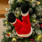 Christmas leg decoration in striped red design featuring cartoon American holiday style