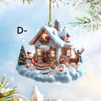 Set of colorful snow house acrylic Christmas ornaments