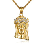 Elegant gold cross pendant on chain display