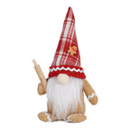 Set of two faceless elderly knitted doll Christmas ornaments displayed together