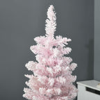 Close-up of pink flocked branches on artificial Christmas tree with 294 tips