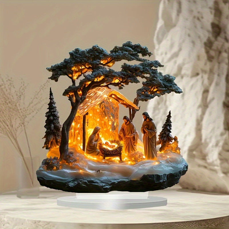 Creative Jesus Festival Acrylic Ornament showcasing festive Christmas scene decor Main image