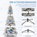 Snow-flocked evergreen branches with gentle LED illumination for Christmas ambiance