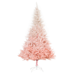 Pink artificial Christmas tree with realistic PVC branches and ornaments displayed in a festive room setting